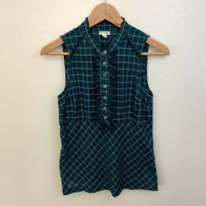 Anthropologie Odille Windowpane Plaid Tank Top